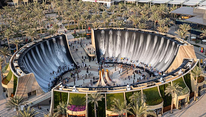 Surreal: the gravity-defying water feature at Expo 2020 Dubai