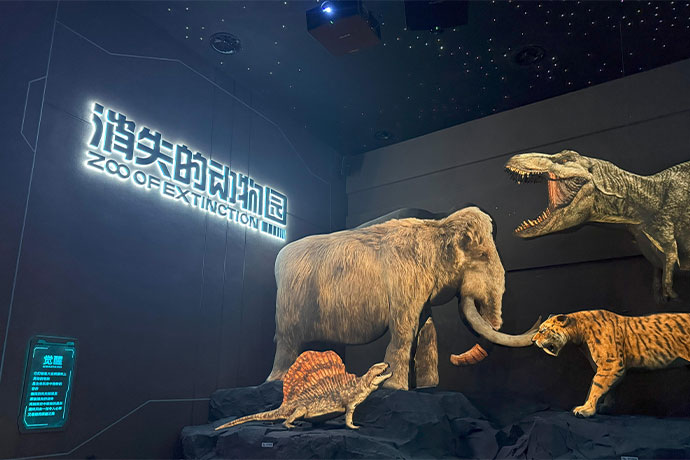 The new “Zoo of Extinction” exhibition hall is lit by close to 30 Christie Jazz Series 1DLP laser projectors.