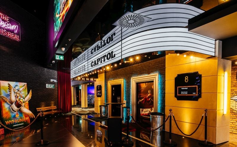 The entrance to a movie theatre auditorium.