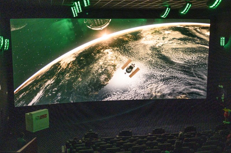 movie screen with earth image