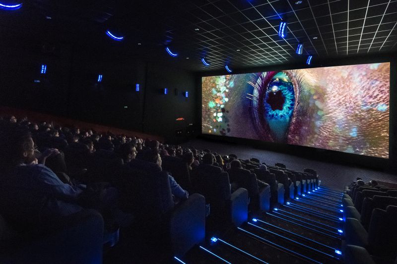 movie screen with eye image
