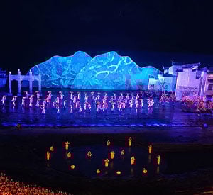 A live stage performance of dancers