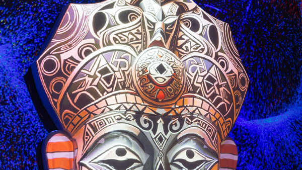 Projection mapping onto a mask at InfoComm India
