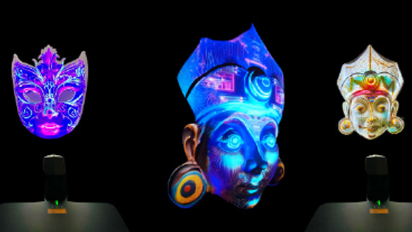 Projection mapping onto a mask at InfoComm India